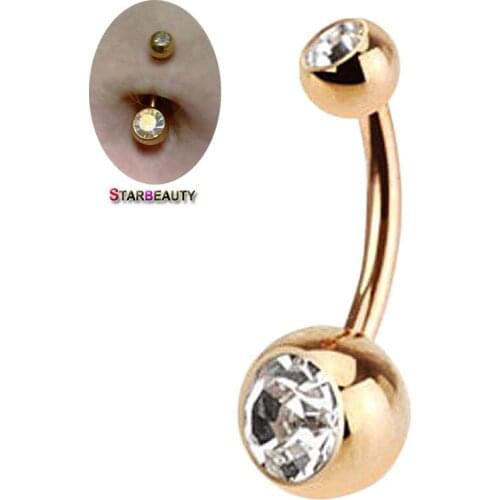 Starbeauty Gold Navelpiercing Chirurgisch Staal 5mm Ball Belly Button Rings CZ Navelpiercing Friends New Year Gift