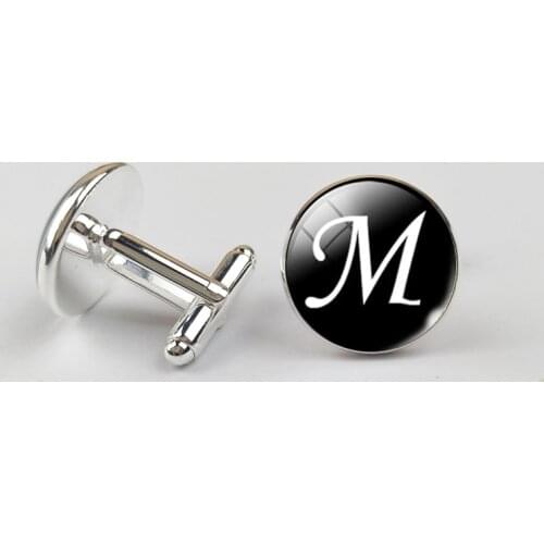SUTEYI Fashion Crystal Mens Cufflinks Glass Cabochon Print Picture Letter Cufflink High Quality Silver Color Cuff Links Jewelry