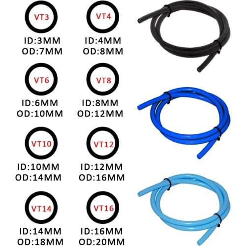 1 Meter Long Universal 3mm 4mm 6mm 8mm 10mm 12mm 14mm 16mm Auto Car Vacuum Silicone Hose Racing Line Pipe Tube Blue Black