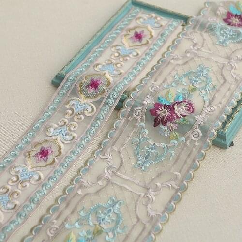 High Quality Embroidery Fabic Lace Ribbon Trims Applique For fabric decoration Lace Fabric Sewing 021