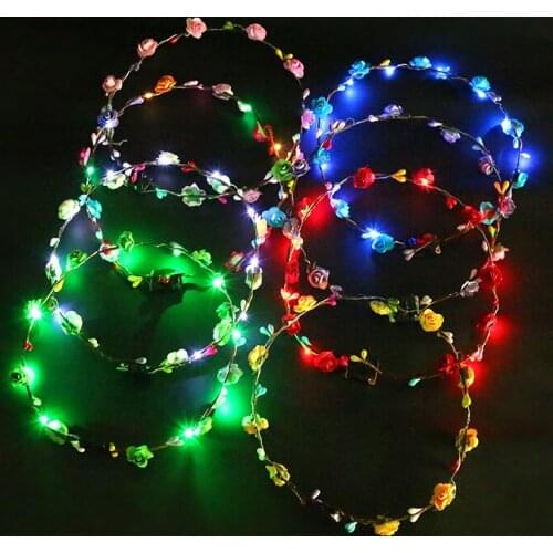 Colorful flash dance party ten lights LED headdress headband luminous wreath wholesale childrens toys night market stall
