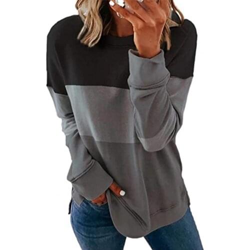Blouse Women Sweatshirt Stitching Color Modern Design Polyester Upper Garment for Home