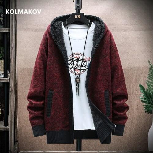 2021 winter Mens high quality Knitted thicken Mens Coat Hooded Male Sweater Casual Keep warm Male Cardigan Sweaters Men MY11