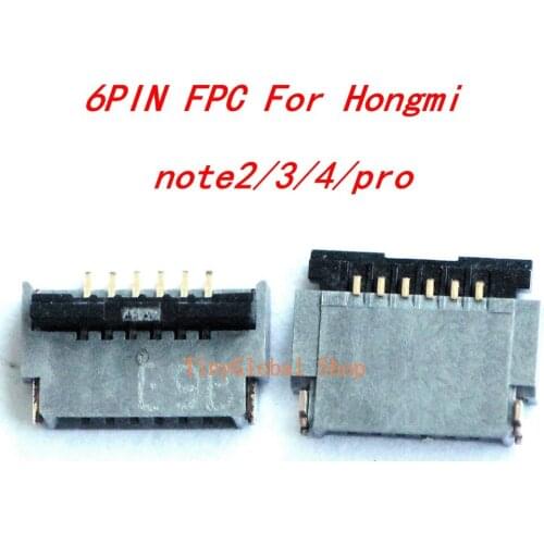 2pcs/lot XGE New Power on / Turn on FPC Connector Port Plug on mainboard for Xiaomi Redmi NOTE NOTE2/3/4/pro 6PIN top quality