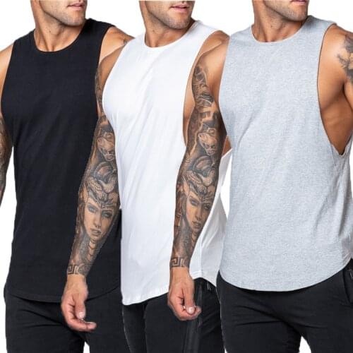 3 Pack Fitness clothing Cotton fashion sleeveless shirt gym stringer tank top men bodybuilding vest men sportwear tanktop