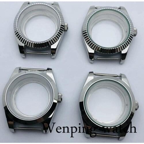 40mm Silver Sterile Case Sapphire Crystal Watch Case Fit NH35 NH36 ETA 2836 Miyota 8205 8215 821A Mingzhu DG 2813 3804 Movement