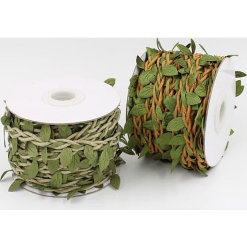 5M/10mM/roll Artificial Leaves Twine Wax String With Leaf Silk Leaves Flowers Hemp Rope Wedding Party Decoration DIY Supplies