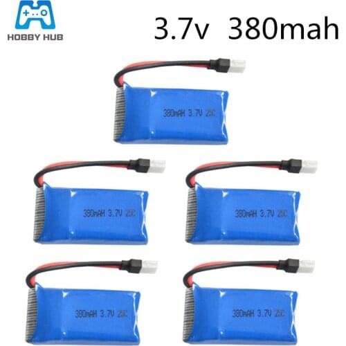 5pcs 3.7v 380mah lithium battery For Venus reached 385 H107D Hubsan h107 RC toy aircraft RC Quadcopter Spare Parts 3.7 v 1200mah