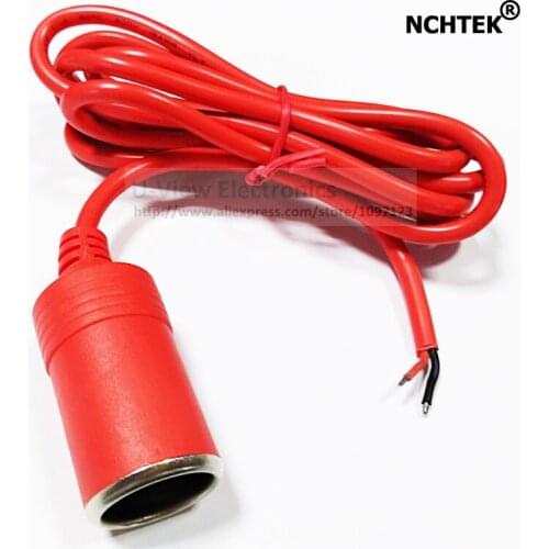 NCHTEK RED Color DC 12V~24V Car Cigarette Lighter Female Socket Plug Connector Adapter Cable About 1.8M/Free Shipping/5PCS
