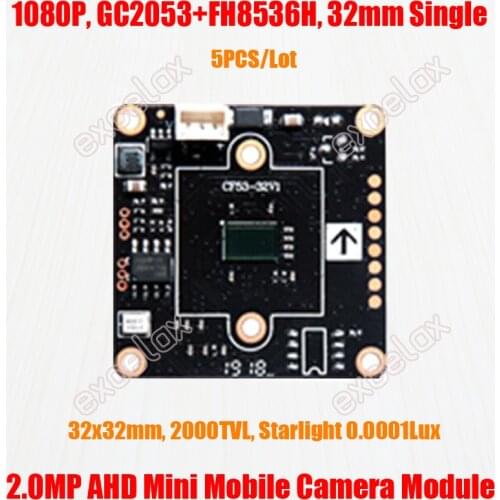 5PCS/Lot Starlight 32x32mm 1920x1080 2MP AHD Mobile CCTV Camera Module GC2053 CMOS FH8536H 1080P 2000TVL Analog HD Vehicle Board
