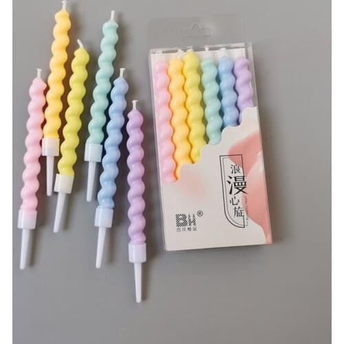 6Pcs/set Thread Color Birthday Candles With Stand Cake Candle Party Supplies Wedding Decoration Baby Children Party Atmosphere