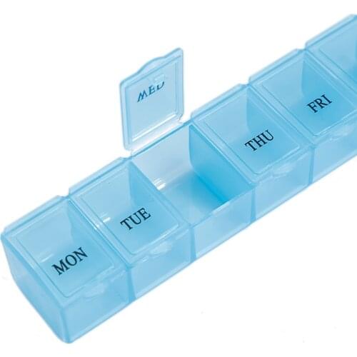 7 Days Weekly Pill Case Splitters Travel Home Drugs Tablet Empty Container Home Holder Cases Organizer Drug Tablet Storage Bule