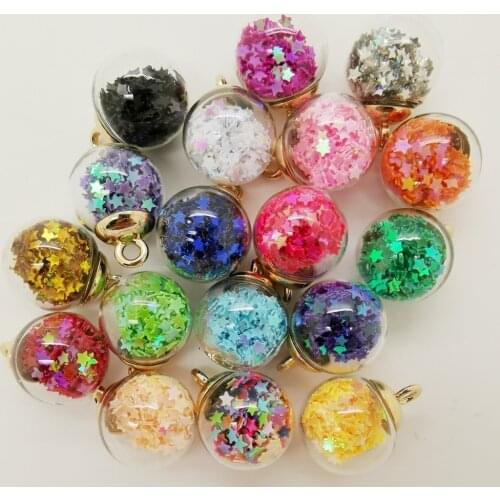 80pcs 16MM Mini Glass Bottles with Stars Pendant Ornaments Jewelry Making Beads