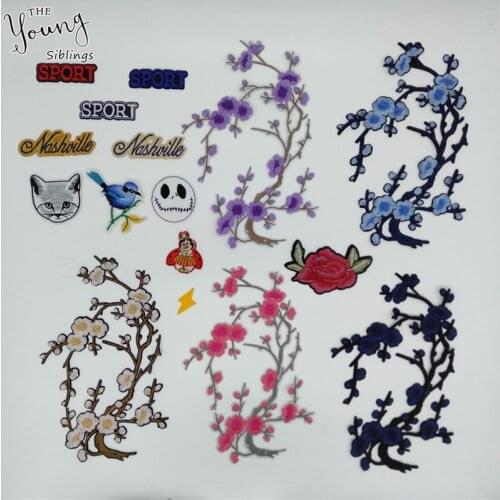 Brand new Fashion Mixed Flower Hot melt Adhesive Patches For Clothing Badges Embroidered Applique Fabric DIY Apparel Accessory