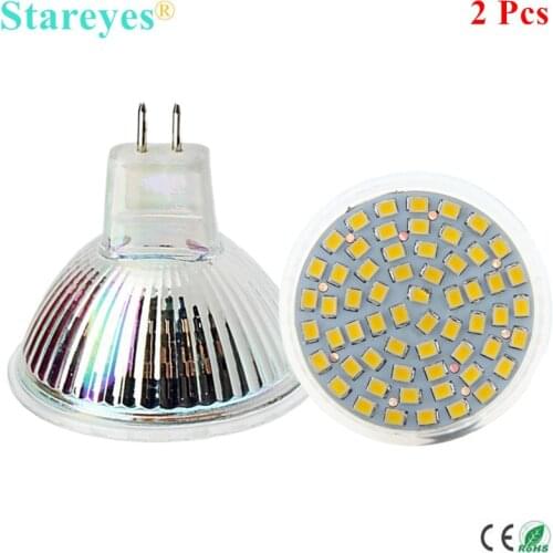 Free Shipping 2 Pcs 2835 3528 SMD 60 LED 4W MR16 (12V) Spotlight Bulb light Epistar chip LED downlight droplight lamp lighting