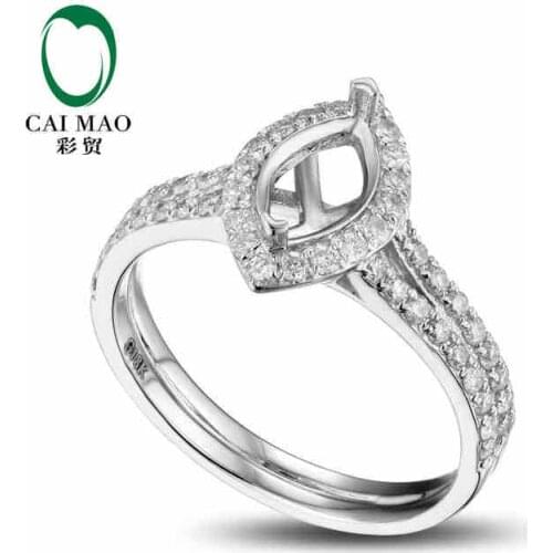 CaiMao Marquise cut Semi Mount Ring Settings & 0.48ct Diamond 18k White Gold Gemstone Engagement Ring Fine Jewelry
