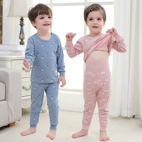 Children Cotton Long Johns Kids Thermal Underwear Clothing Set Boy Girl Sleepwear Suits Kids Long Sleeves Top Pants Baby Clothes