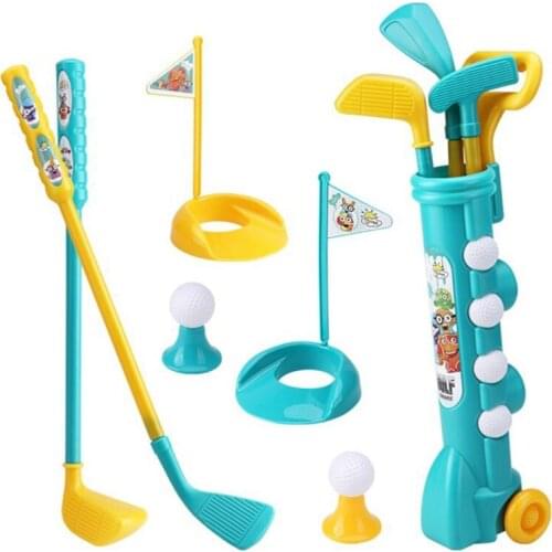 Children Golf Club Ball Green Hole Cup Group with Wheels Sports Toys Set Boys and Girls Plastic Ball Outdoor Sports