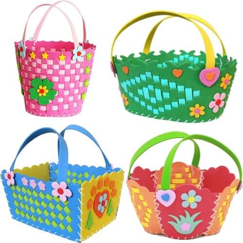 EVA Handmade Woven Paste Basket Childen Toy DIY Handicrafts Girl Gifts Sticky Kindergarten Material Kids Crafts Toys 2019 New