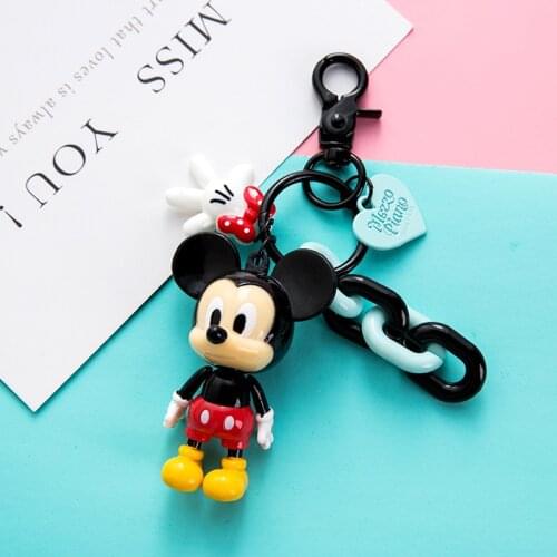Hot Disney Mickey Mouse Minnie Woody Buzz Lightyear Stitch Action Figure Keychain Donald Duck Daisy Figure Doll Women Keyring