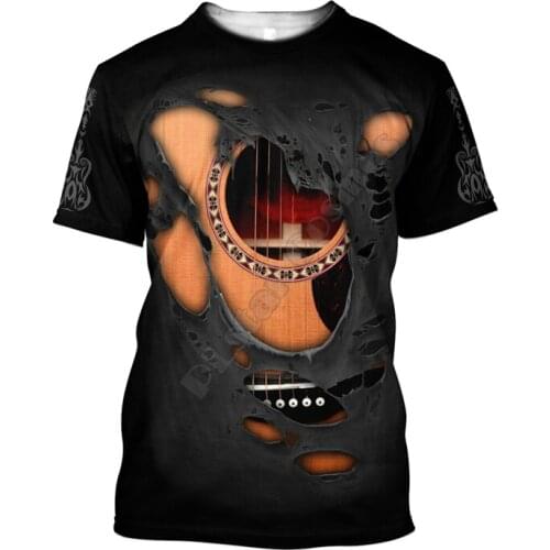 Guitar Musical Instruments Halloween 3D Printed T Shirts Streetwear Summer Tops women For men Funny Tshirts Short sleeve