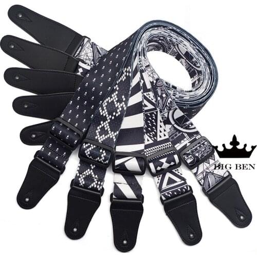 Freight free guitar straps color black white collocation ballad guitar strap electric guitar straps presented guitar picks