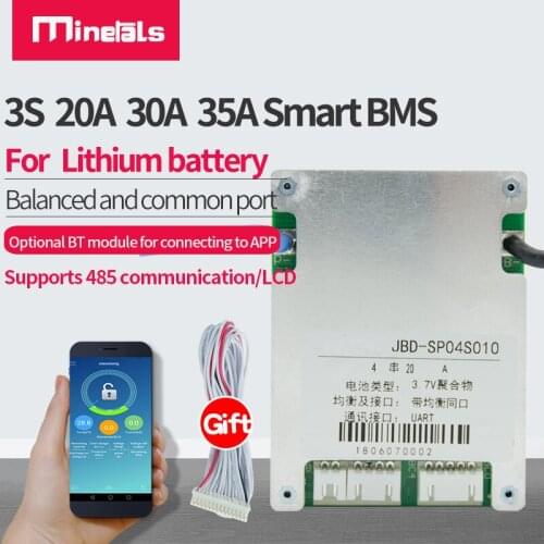 3s bms 12v li-ion smart Bluetooth 18650 balance temperature solar protection board 20a 30a 35a lithium battery pcb pcm