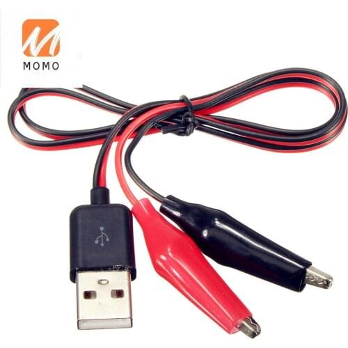 Alligator Test Clips Clamp to USB Male Connector Power Supply Adapter Wire 60cm
