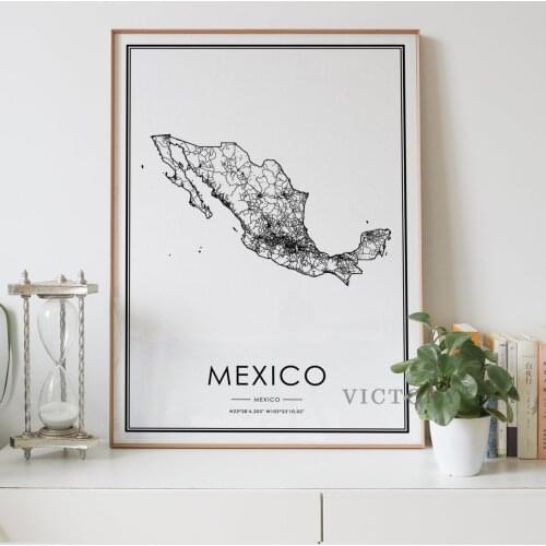 Mexico Country Map Nordic Road Print Living Room Decoration Canvas Poster Modern Home Decor Art Print Painting