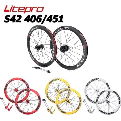 Litepro 406 451 Folding Bike Front Rear Wheelset 74-100-130-135mm Hub 2-4 Bearing Double Wall Rim 8-9-10-11 Speed V Brake Wheel