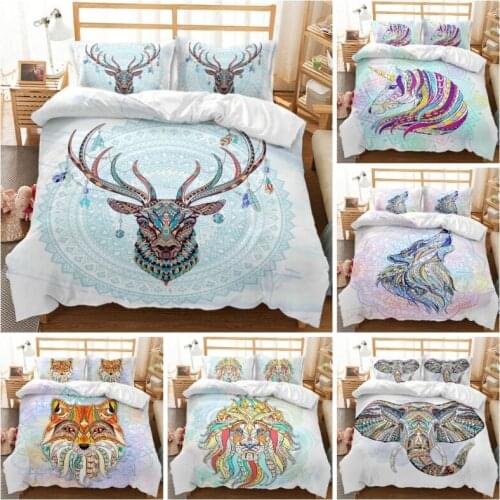 Hot style 3D digital printing 100% Polyester bedding set 1 duvet cover + 1/2 pillowcases bed in a bag US/EU size (no sheet)
