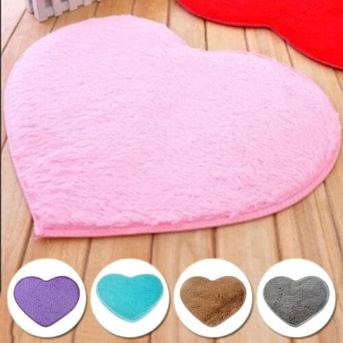 Love Heart Shaped Doormat Non-Slip Soft Microfiber Coral Fleece Bathroom Floor Area Rug For Living Room Mat Carpets Decor