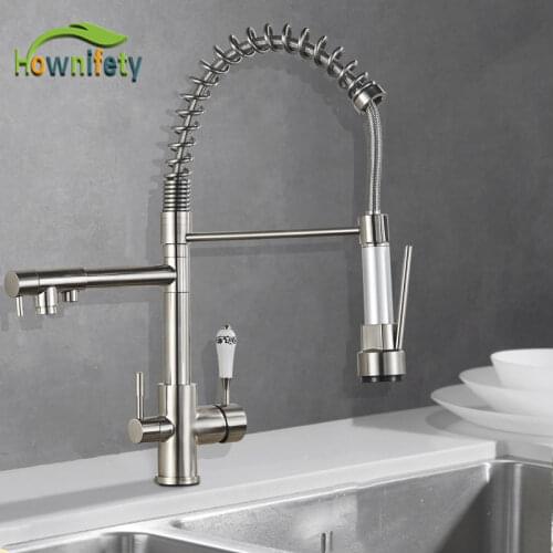Kitchen Purified Faucet Swivel Rotation Pull Down Hot Cold Mixer Crane Fliter Tap Deck Mout Drink Sink Mixer