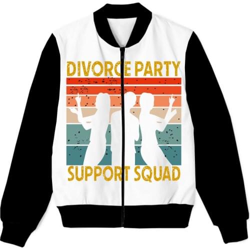 2 Styles Real American US Size Divorce Party Support Squad 3D Sublimation Printing Plus size 3XL 4XL 5XL 6XL Zipper Up Jacket