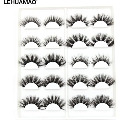 LEHUAMAO 5D Mink Lashes Makeup False Eyelashes 10Pairs Mix Lashes Fluffy Natural Eyelash Soft Cute Lash Luxury Mink Book Lashes