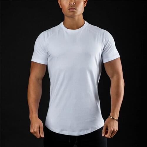 Running T-shirt Men Fitness Solid Workout Tee Top Gym Cotton Breathable Sports Short Sleeve Summer Brand O-Neck Slim Fit Tshirt
