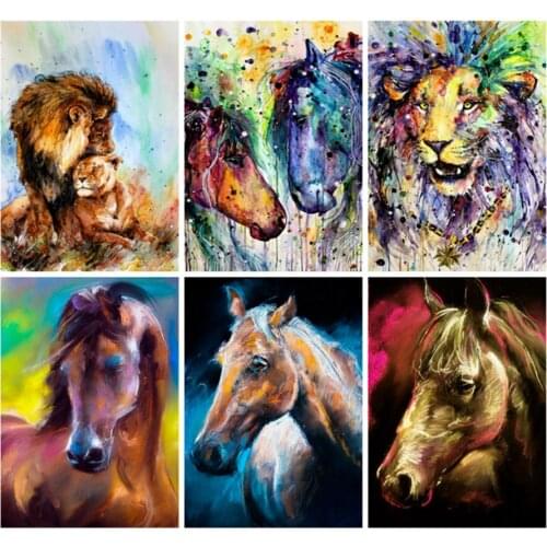 Paint With Diamond Painting Cross Stitch Kit Horse 5D Diamond Art Full Drill Diamond Mosaic Animal Handmade Gift Home Decoration