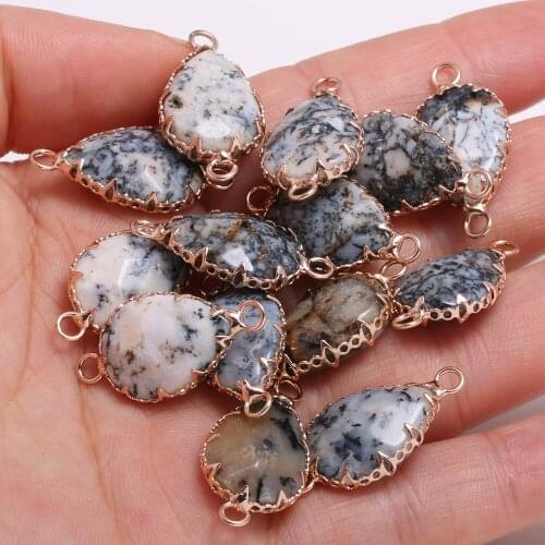 Natural Stone Water Drop Shape lace agates Pendant Double hole connector for jewelry making DIY necklace bracelet accessories