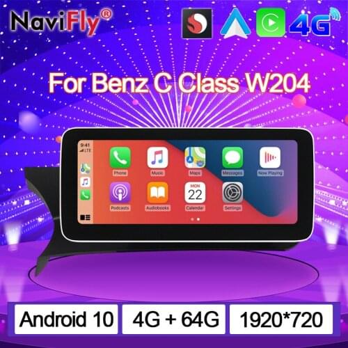 NaviFly Car Radio Connected Systems For Mercedes Benz C Class W204 2011 2012 2013 NTG 4.5 Android 10 Snapdragon 625 1920*720 IPS