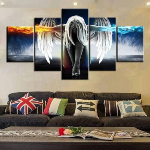 New 5 Panel Angel Wing Abtract Picture Print On Canva Wall Art Decor Poter for Home Modern DecorWithout Frame