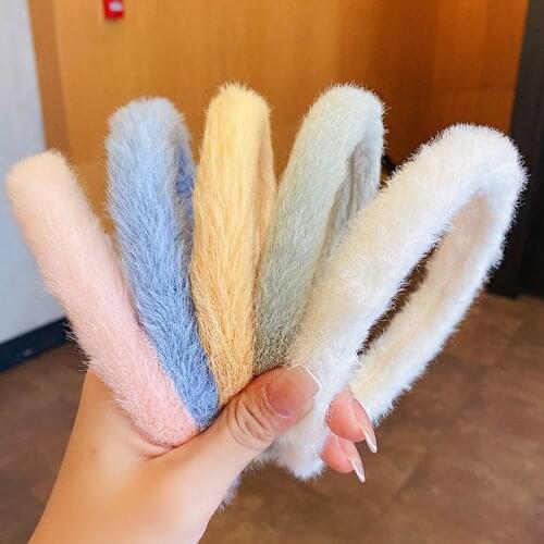 2021 Autumn New Women Girls Colorful Plush Hairbands Sweet Hair Decorate Headband Headwear Hair Hoops Fashion Hair Accessories