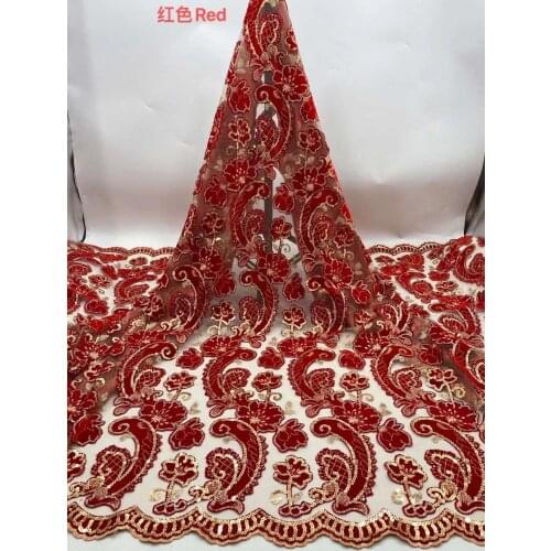 New Style African Lace Fabric Sequin Tulle Embroidery Craft Flannel French Mesh Sewing Banquet Dress Skirt Nigeria 5 Yards