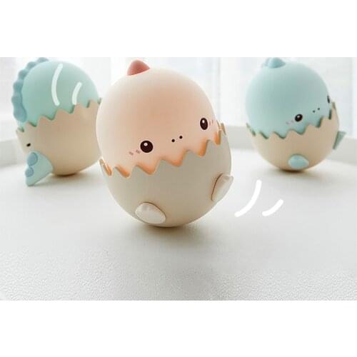 Naughty Dinosaur Cute Animal Lamp USB Rechargeable Battery Night Light Soft Silicone Lovely Tumbler Toy Bedroom Table Decoration