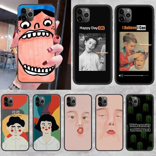 Couple Funny Cartoon Cute face Phone Case Cover Hull For iphone 5 5s se 2 6 6s 7 8 12 mini plus X XS XR 11 PRO MAX black luxury