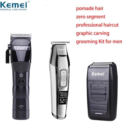 100-240V Kemei Professional Electric Hair Clipper Cordless Oil Head Hair Trimmer Beard Shaver Hair Cutting Machine Barber Mower