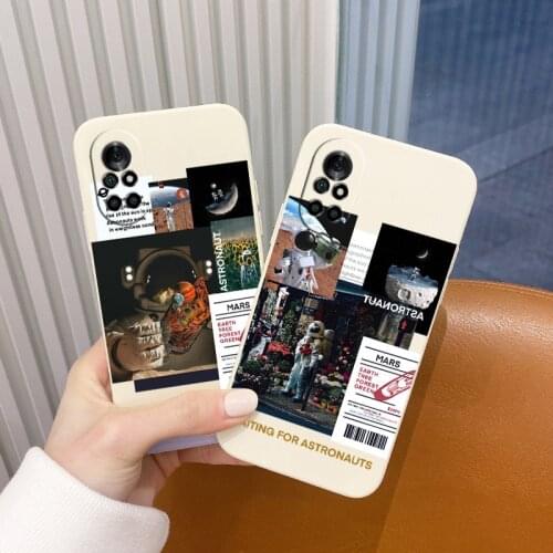 Clever Astronaut Liquid Silicone Case For Huawei Nova 8 7 Pro SE 6 SE 5 Pro 5Z 5I 5Ipro 5T 4 4E Shockproof Soft Phone Cover