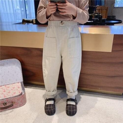 With Pocket Baby Spring Autumn Loose Pants For Boys Girls Children Kids Trousers Clothing High Quality Teenagers 2021