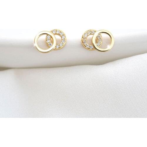 YC3900E S925 Silver Fashion Sweet Delicacy 4A Zircon Geometry Circle Ear Stud GIRLS Gift Party Banquet WOMENS Jewelry Earrings