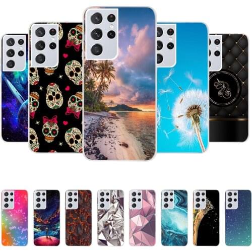 Siliocne Cover For Sasmung Galaxy S21 Ultra 5G S21+ S21 Phone Case Clear TPU Painted Soft Coque For Samsung S21 Plus S 21 Case