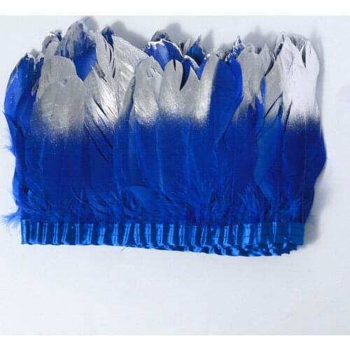 Natural Baolan goose feather spray silver head made of 2 meters cloth edge DIY shopping show costume skirt decoration